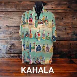 KAHALA l Mens SS Shirt l “Tequila Shirt” l Rayon l Pocket l XL l EUC